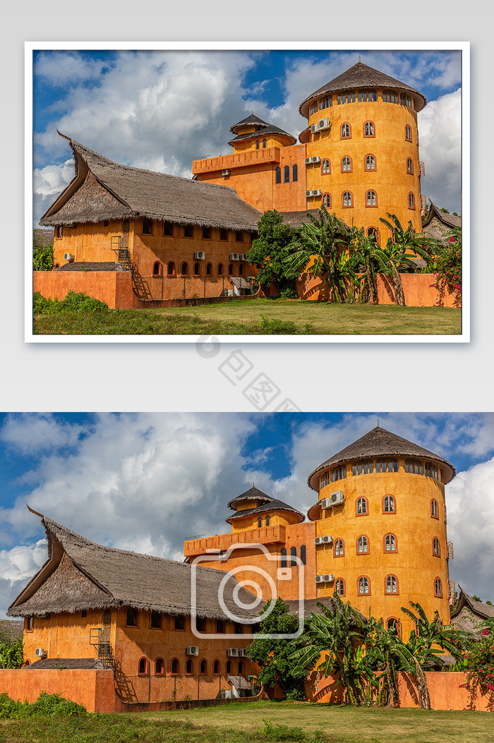 橘黄色城堡摄影图片
