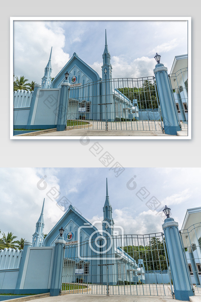 蓝色菲律宾天主教堂摄影图片