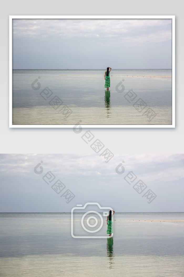 菲律宾海滩美女背影摄影图片图片