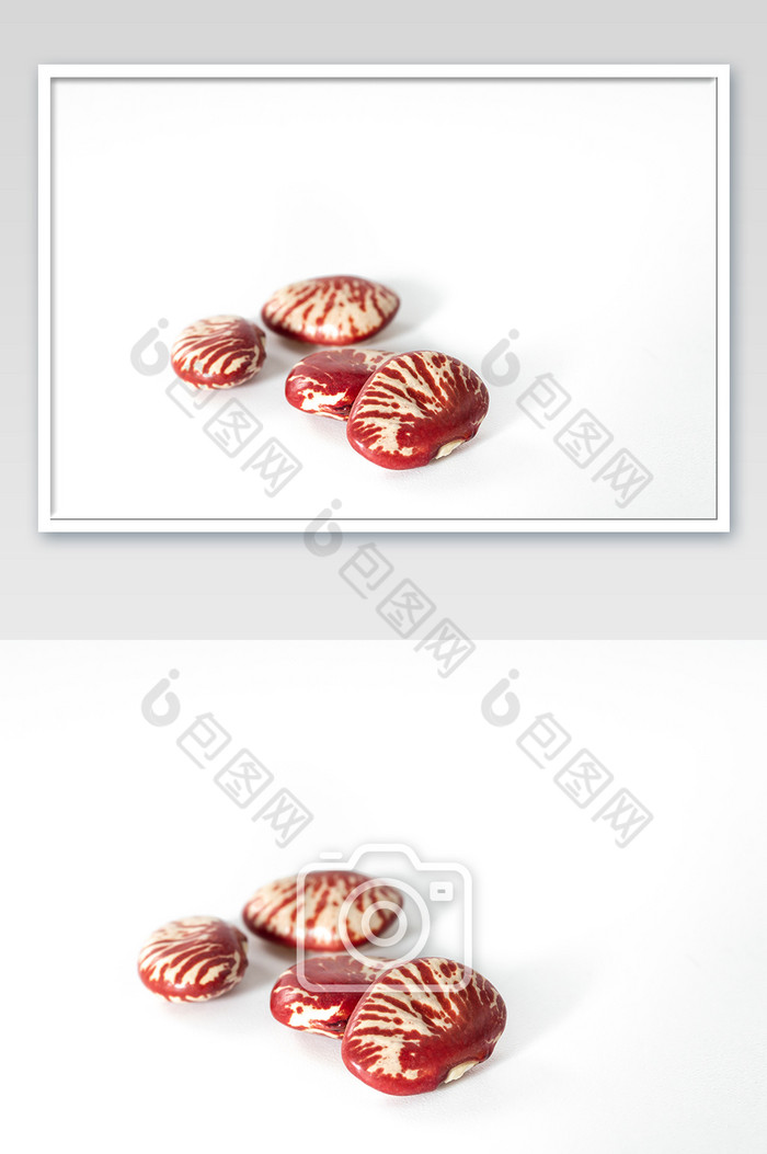 白色背景里的红色斑马豆摄影图图片图片