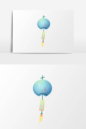 手绘卡通小清新水彩蓝色风铃