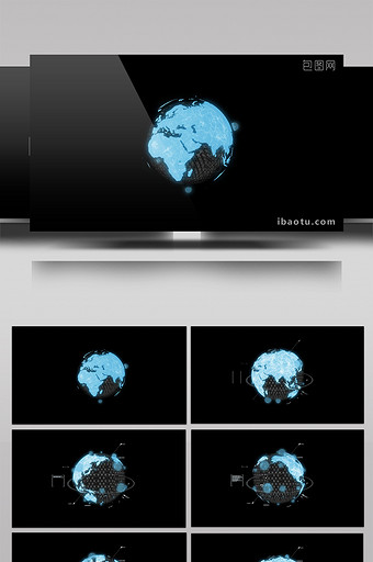 地球三维旋转科技UI动效背景视频素材图片