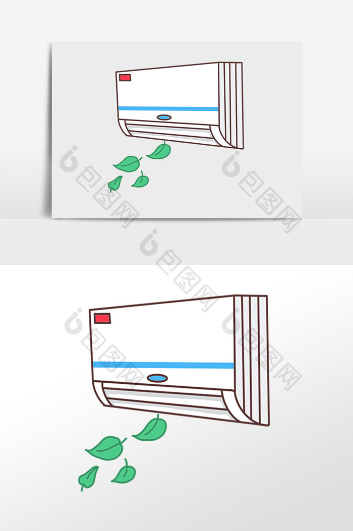 手绘日常生活电器扇风空调插画