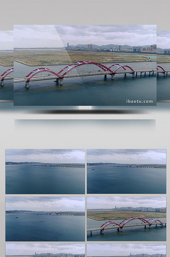 近距离航拍养马岛大桥视频图片