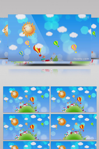 唯美卡通天空太阳气球背景图片