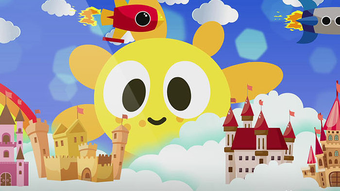 卡通梦幻天空太阳城堡背景