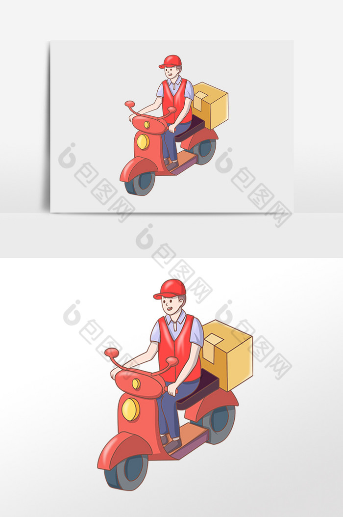 快递服务骑摩托快递员插画图片图片