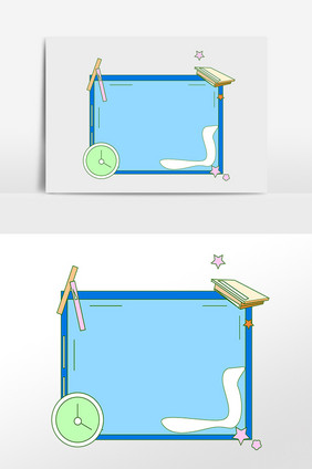 手绘MBE创意学习工具边框插画