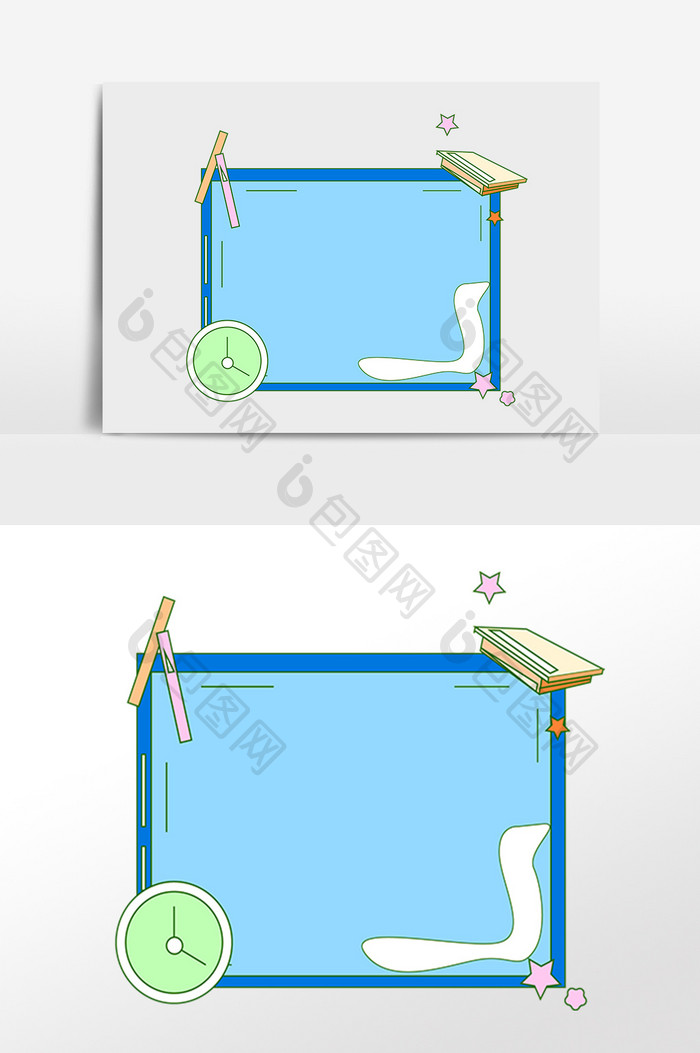 手绘MBE创意学习工具边框插画