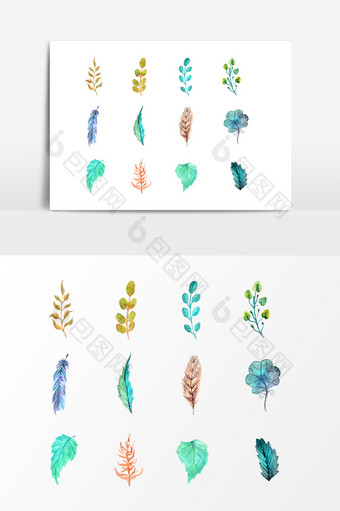 彩色植物叶片枝叶设计素材图片