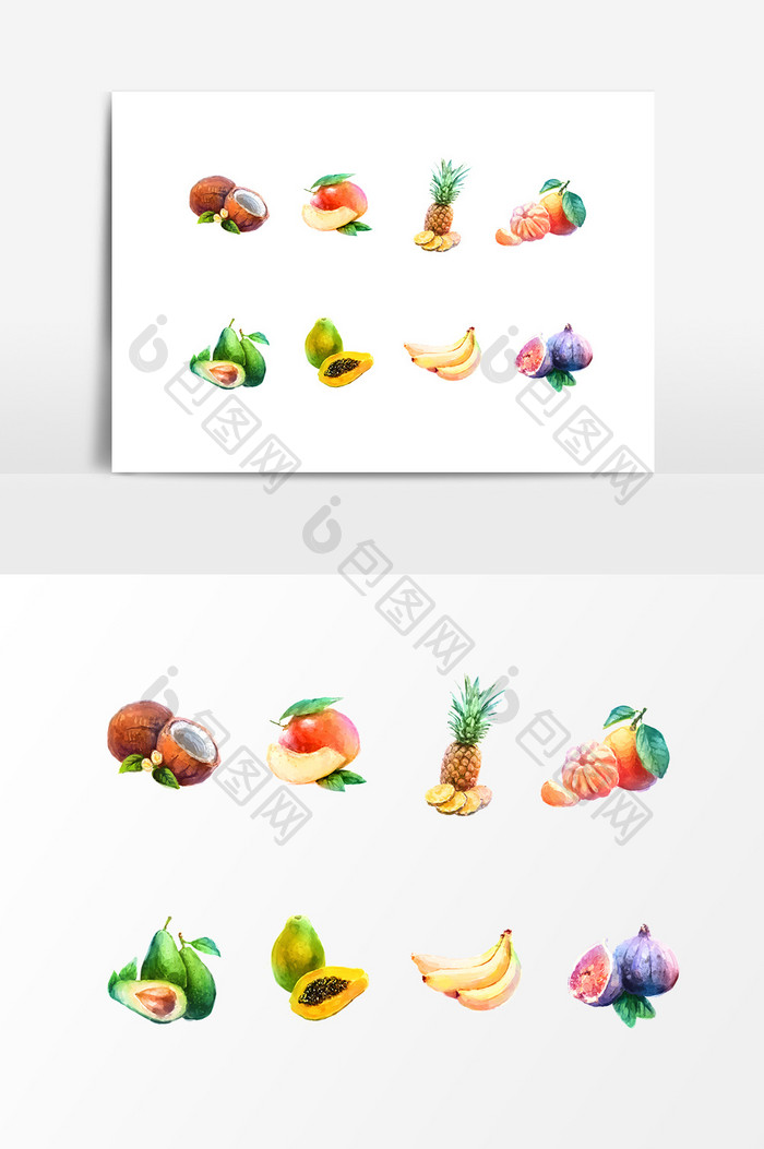 手绘新鲜水彩水果设计元素