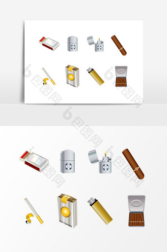 卡通香烟雪茄打火机素材图片