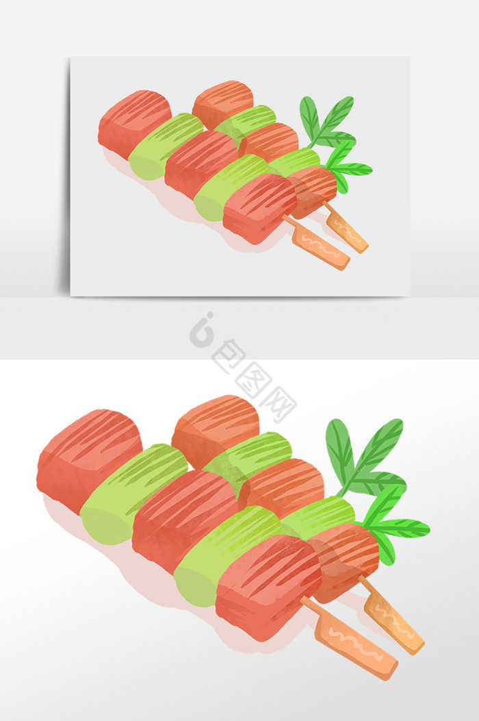 餐饮食物烧烤烤串串插画图片