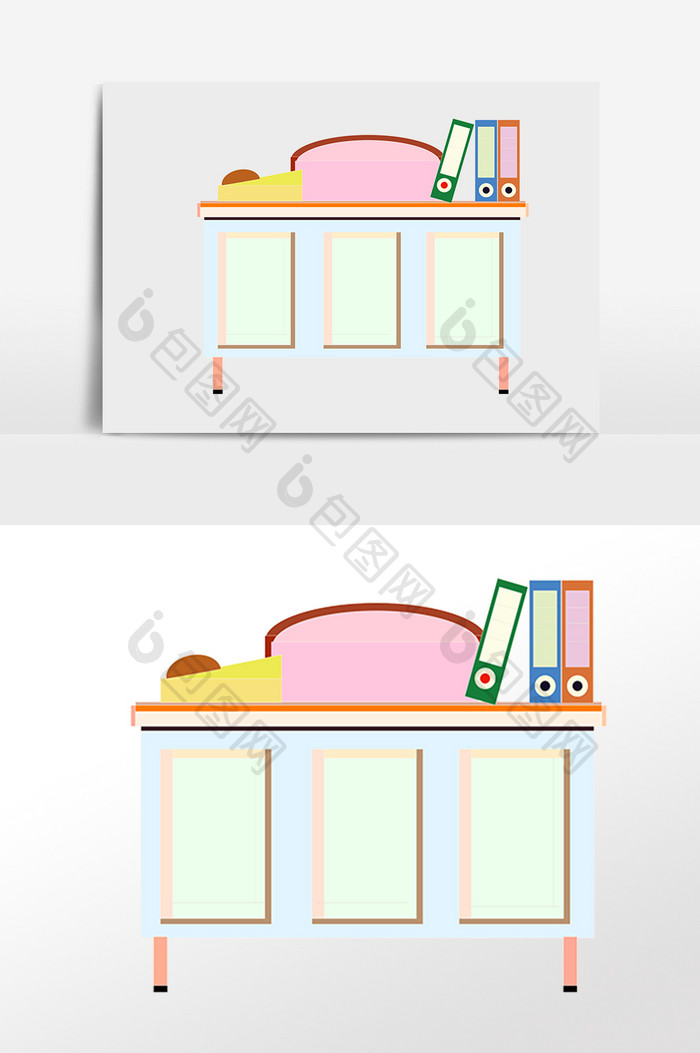 手绘商务办公用品办公桌子插画