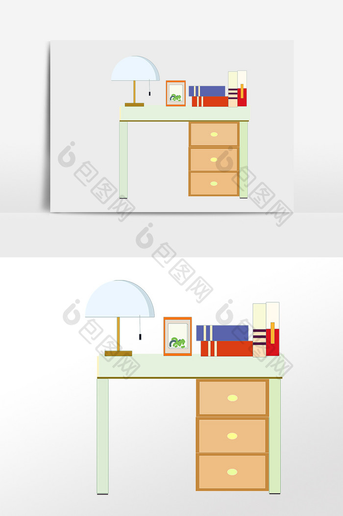 手绘商务办公办公室办公桌子插画