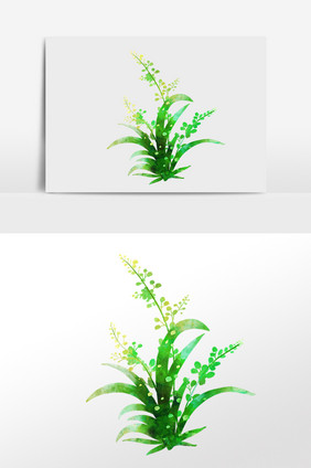 手绘绿色植物野花花草插画