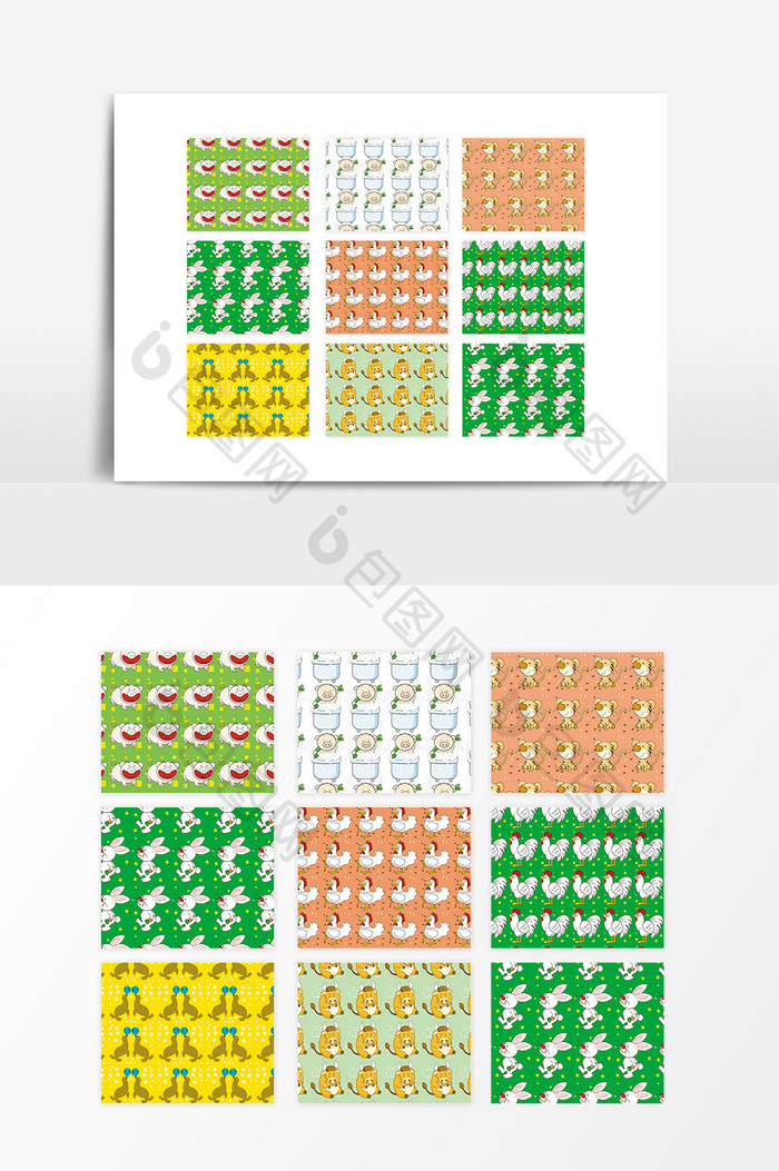 卡通动物无缝拼接底纹背景素材