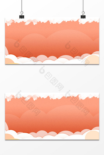 橙色几何图形白云旅游卡通海报背景图片