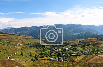 香格里拉哈巴雪山观景台俯瞰全景摄影图图片