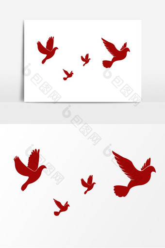 红色鸽子剪影素材图片