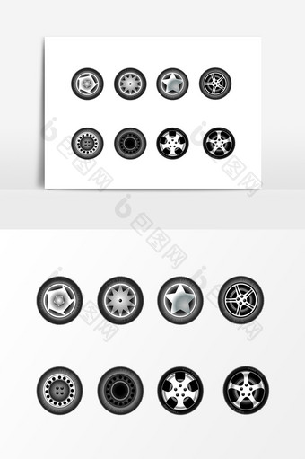 汽车轮胎图案设计元素图片