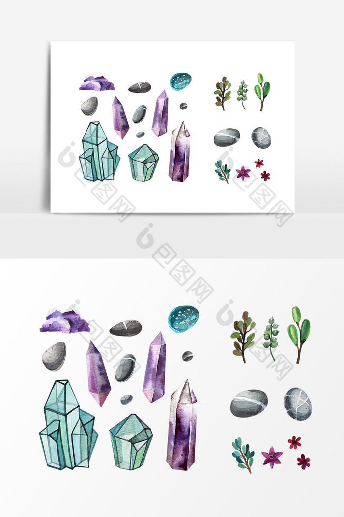 彩色水晶石头设计素材