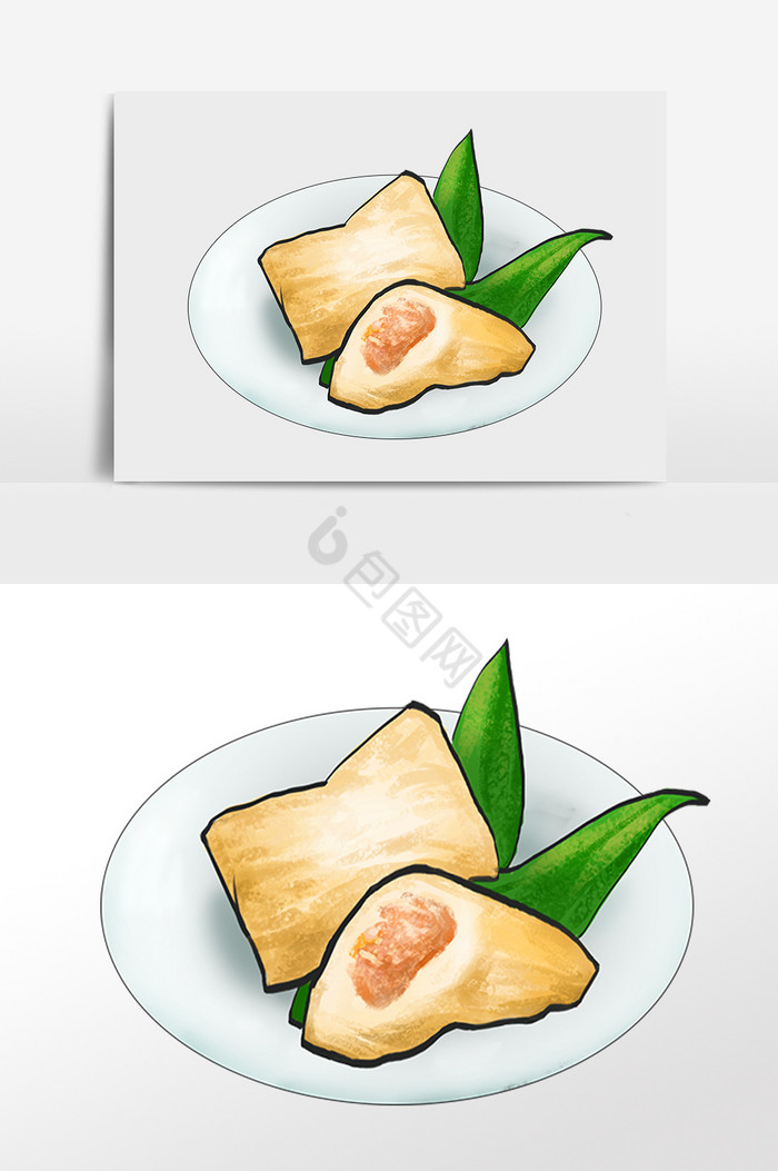 端午蟹黄粽子插画图片