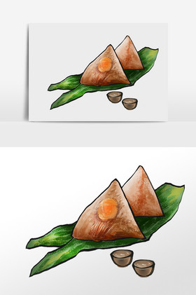 端午蟹黄粽子插画