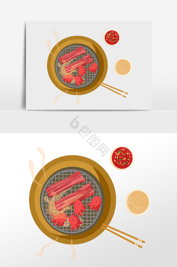 餐饮小吃食物烧烤烤肉插画图片
