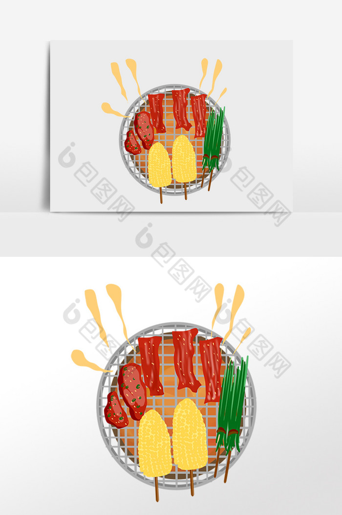 餐饮小吃食物烧烤烤串插画图片图片