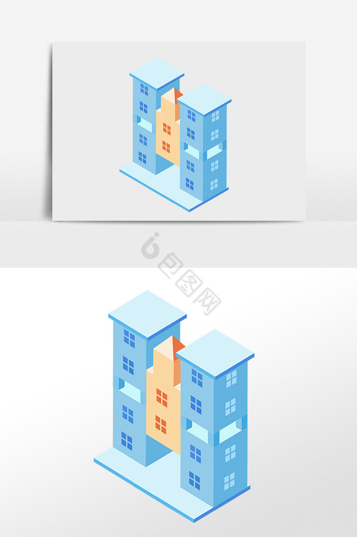 25D建筑教学楼建筑插画图片