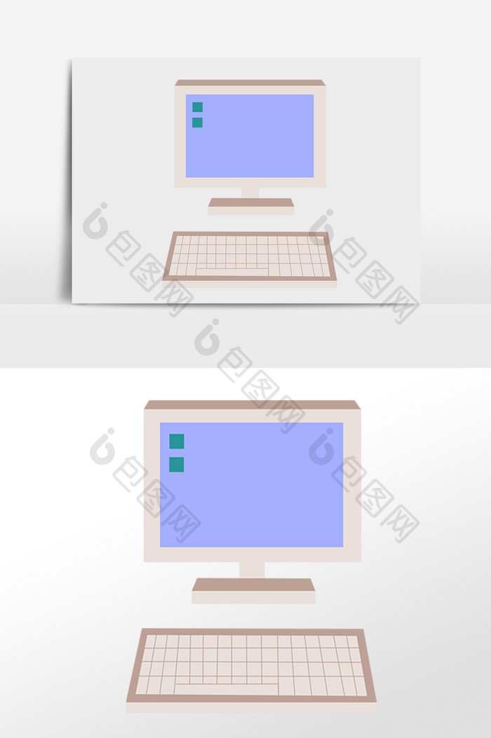 手绘商务办公用品电子电脑插画