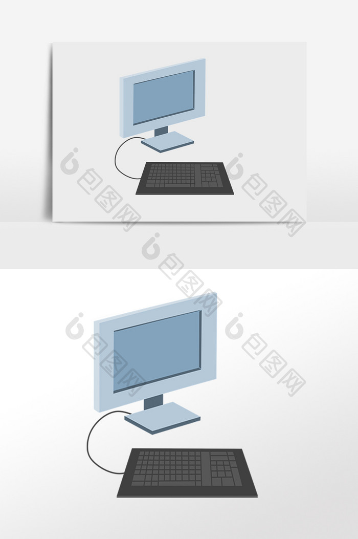 手绘商务办公用品科技电脑插画