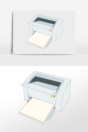 手绘商务办公用品电器打印机插画