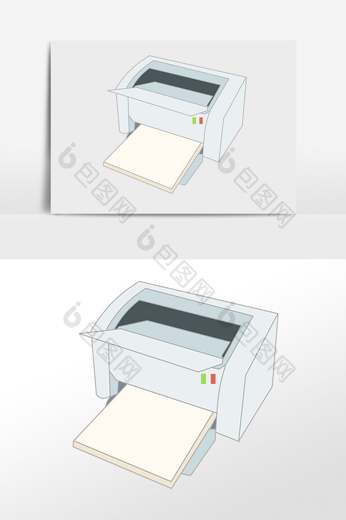 手绘商务办公用品电器打印机插画