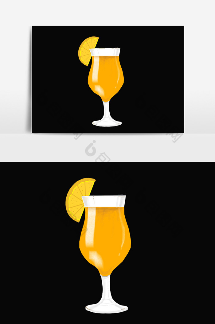 夏季甜品高脚杯橙汁饮料插画图片图片