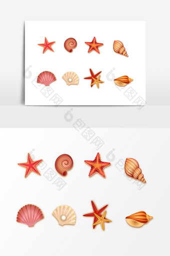 海鲜海星扇贝海螺设计素材图片