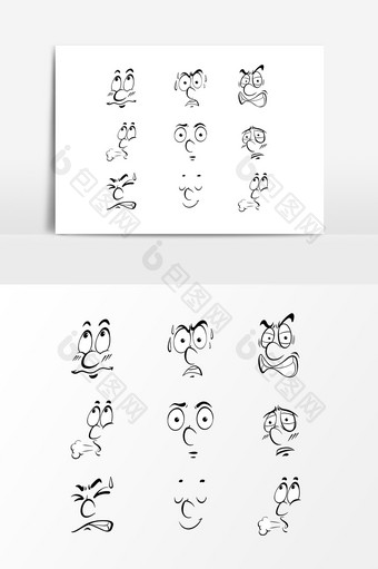 线描人物脸部表情设计素材图片