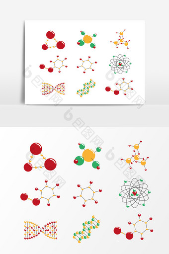 手绘化学分子矢量元素图片