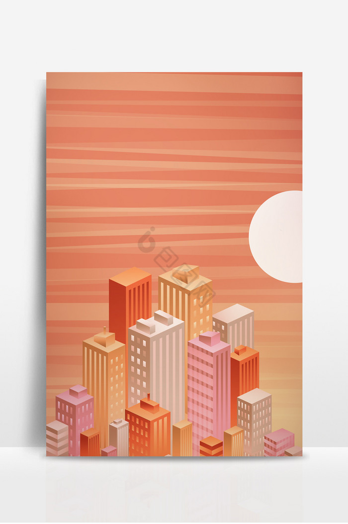 城市25D几何堆叠日落图片
