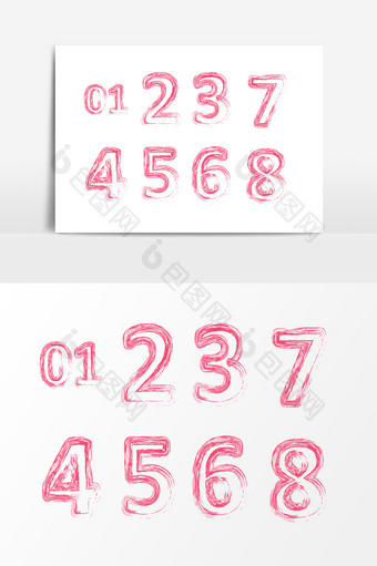 粉色数字轮廓设计素材图片