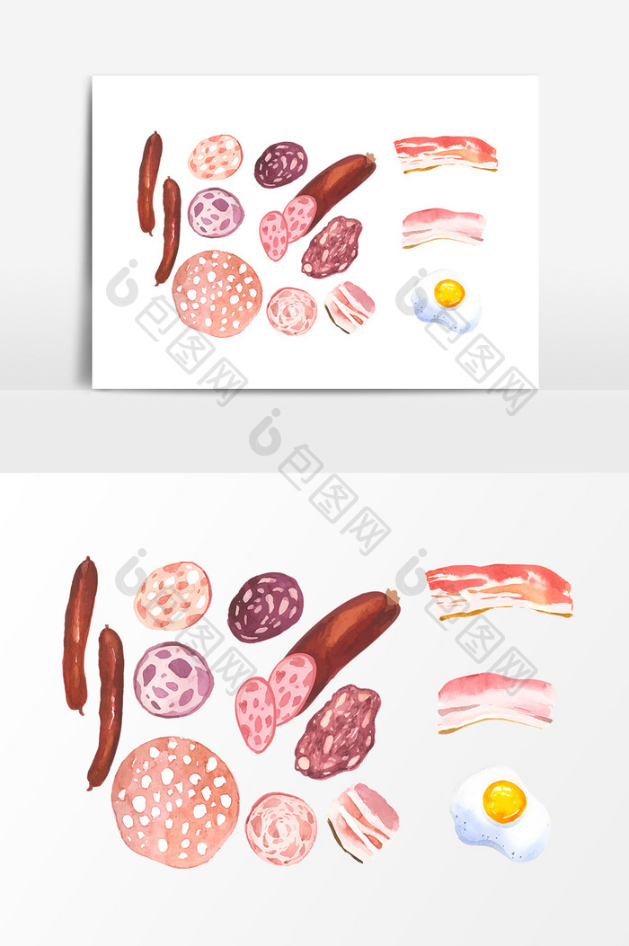 五花肉香肠莲藕设计素材