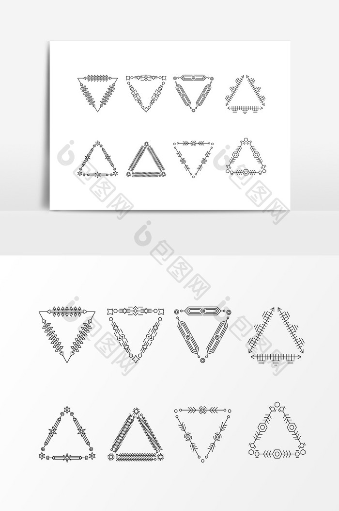 几何三角形黑色边框设计素材