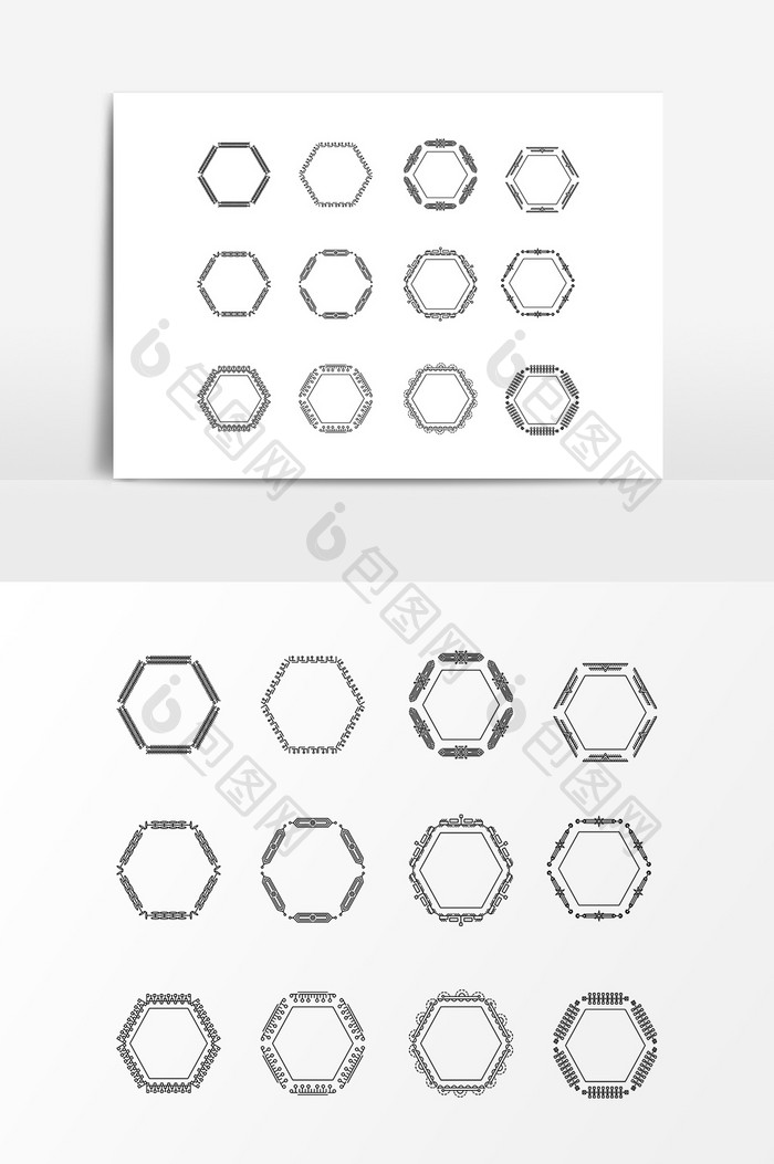 几何六边形边框设计素材