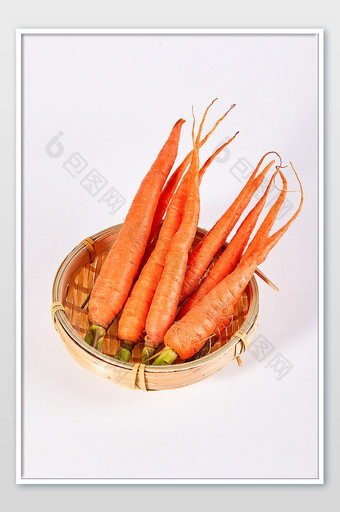 红色水果胡萝卜篮子蔬菜白底图美食摄影图片