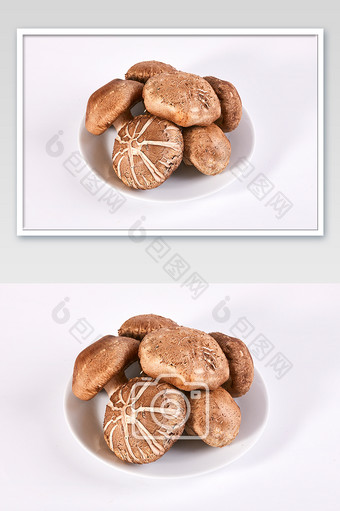 香菇蘑菇菌菇白底图碟子蔬菜美食摄影图片