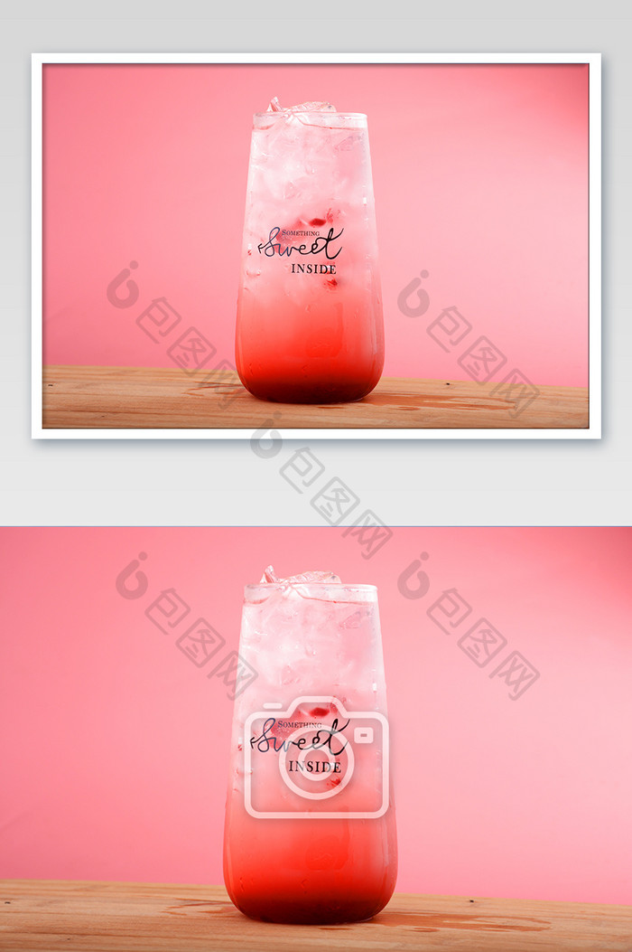好美味的草莓果汁摄影图