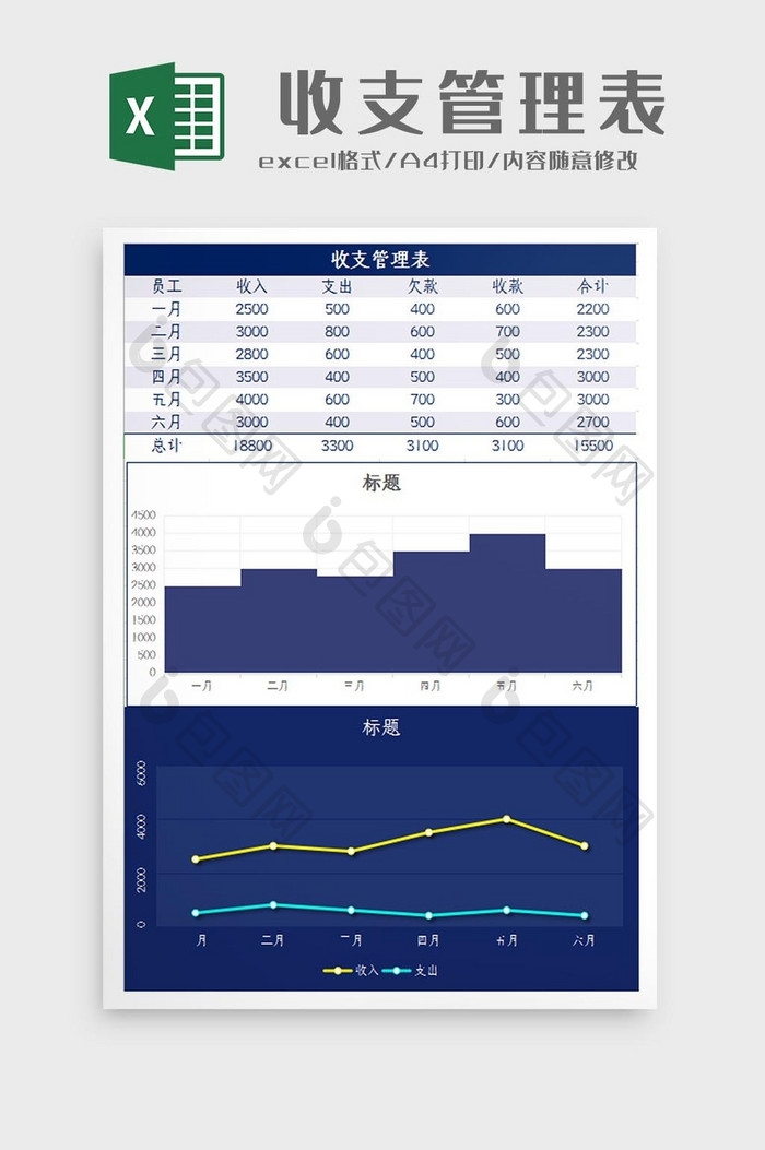 自动生成财务收支管理表Excel模板