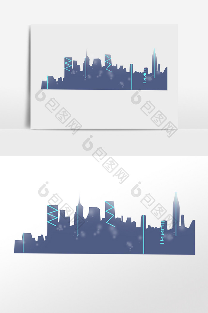 旅游城市标志建筑剪影插画