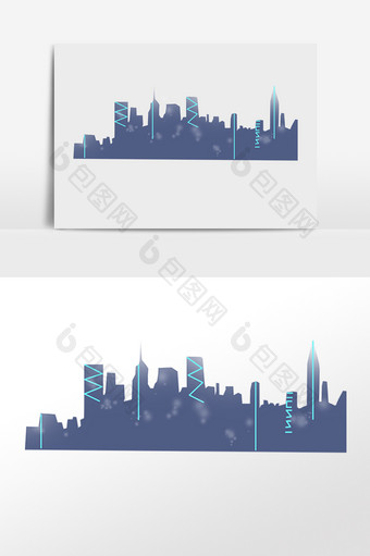 旅游城市标志建筑剪影插画图片